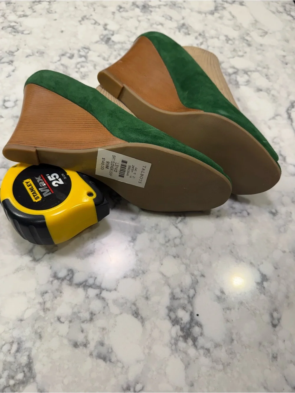 Talbots Emerald Green Peep-Toe Wedge Heels